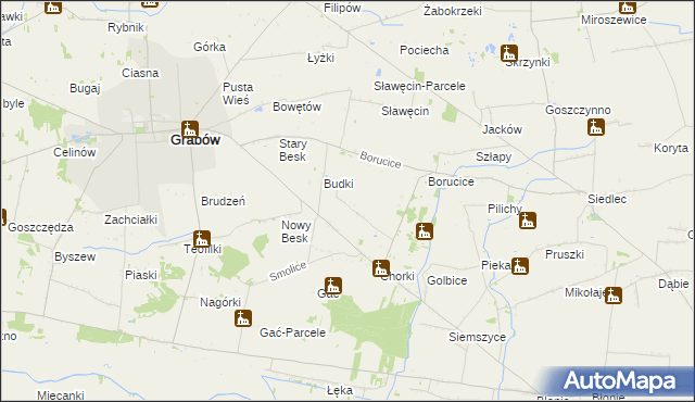 mapa Borów gmina Grabów, Borów gmina Grabów na mapie Targeo