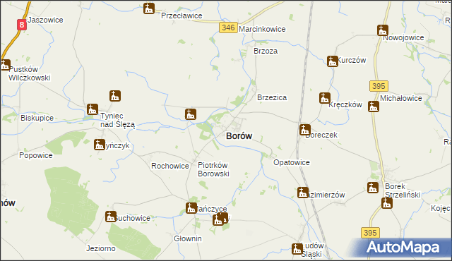 mapa Borów powiat strzeliński, Borów powiat strzeliński na mapie Targeo