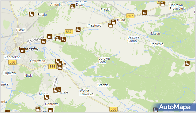 mapa Borowa Góra gmina Lubaczów, Borowa Góra gmina Lubaczów na mapie Targeo