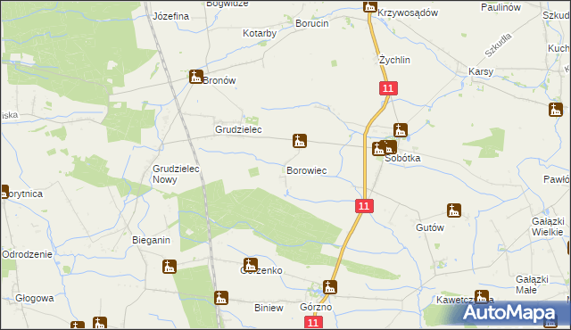 mapa Borowiec gmina Ostrów Wielkopolski, Borowiec gmina Ostrów Wielkopolski na mapie Targeo