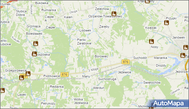 mapa Borowiec gmina Tarczyn, Borowiec gmina Tarczyn na mapie Targeo