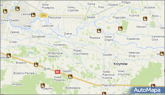 mapa Borowo gmina Krzymów, Borowo gmina Krzymów na mapie Targeo