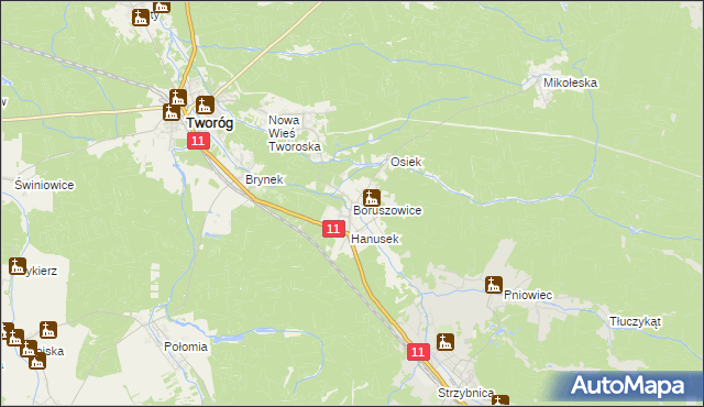 mapa Boruszowice, Boruszowice na mapie Targeo