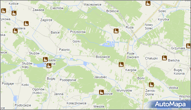 mapa Bosowice, Bosowice na mapie Targeo