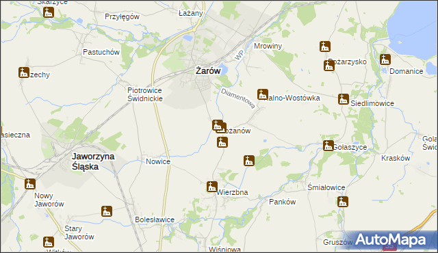 mapa Bożanów, Bożanów na mapie Targeo