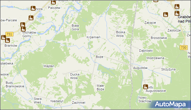 mapa Boże gmina Stromiec, Boże gmina Stromiec na mapie Targeo