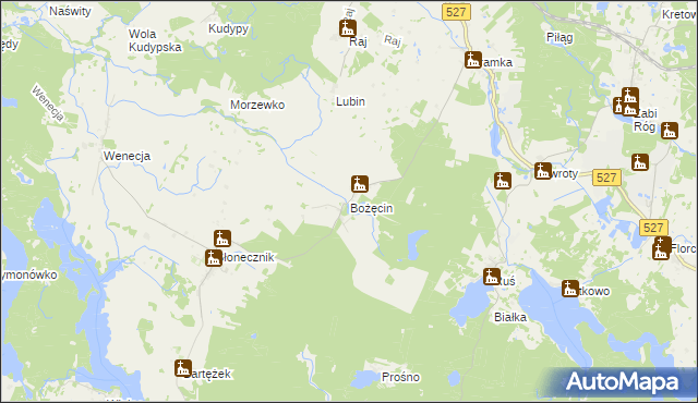 mapa Bożęcin gmina Morąg, Bożęcin gmina Morąg na mapie Targeo