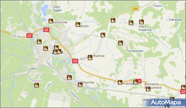 mapa Bożnów, Bożnów na mapie Targeo