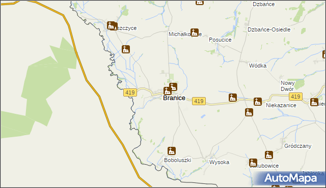 mapa Branice powiat głubczycki, Branice powiat głubczycki na mapie Targeo