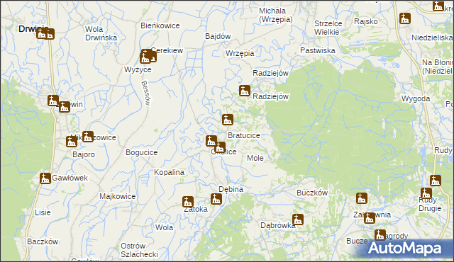 mapa Bratucice, Bratucice na mapie Targeo