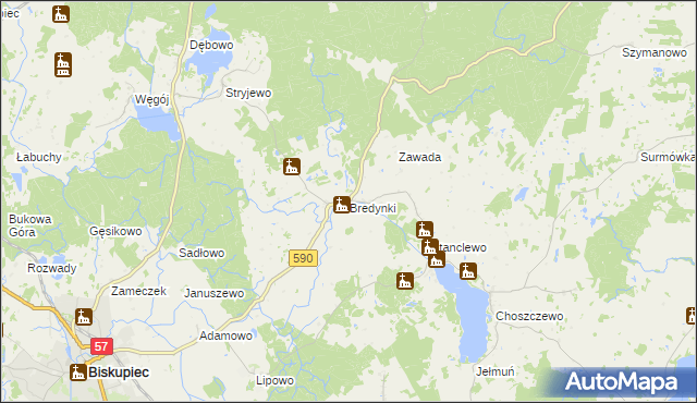 mapa Bredynki, Bredynki na mapie Targeo