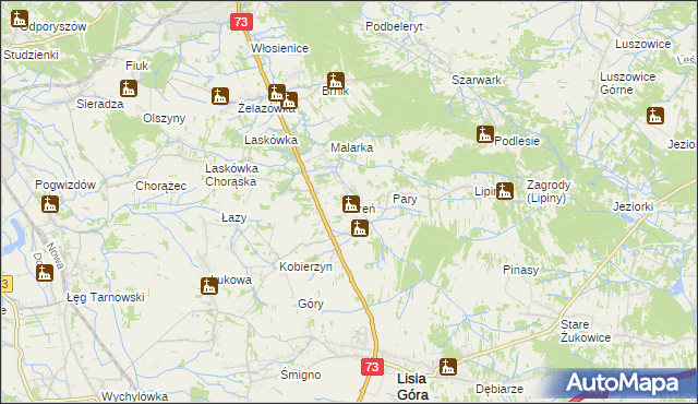 mapa Breń gmina Lisia Góra, Breń gmina Lisia Góra na mapie Targeo
