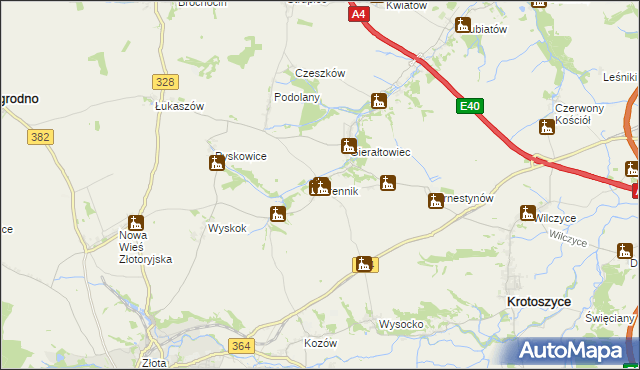 mapa Brennik gmina Złotoryja, Brennik gmina Złotoryja na mapie Targeo