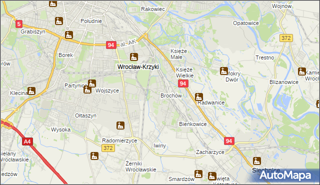 mapa Brochów gmina Wrocław, Brochów gmina Wrocław na mapie Targeo