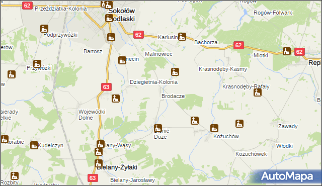 mapa Brodacze, Brodacze na mapie Targeo