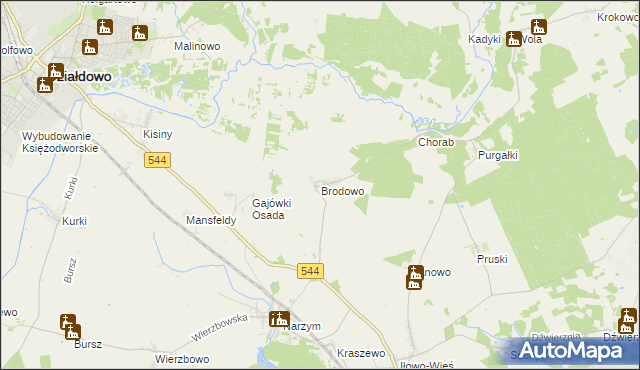 mapa Brodowo gmina Iłowo-Osada, Brodowo gmina Iłowo-Osada na mapie Targeo