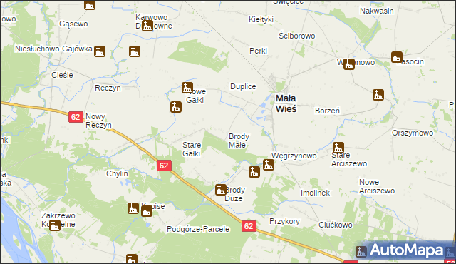 mapa Brody Małe gmina Mała Wieś, Brody Małe gmina Mała Wieś na mapie Targeo