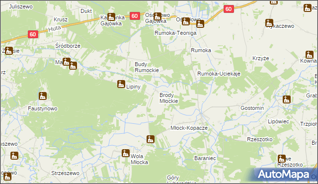 mapa Brody Młockie, Brody Młockie na mapie Targeo