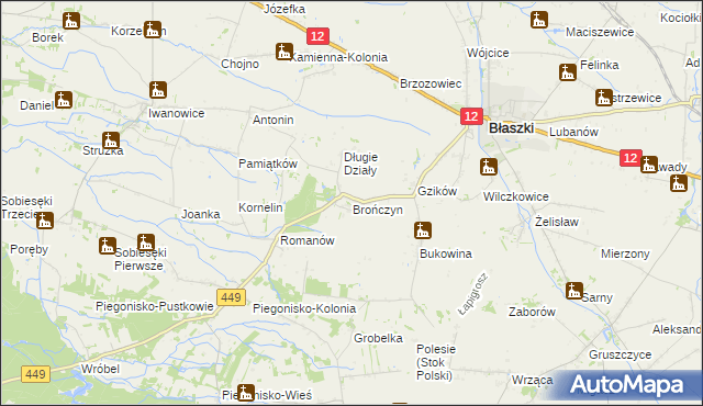 mapa Brończyn, Brończyn na mapie Targeo