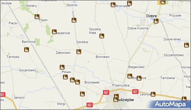 mapa Broniewo gmina Radziejów, Broniewo gmina Radziejów na mapie Targeo