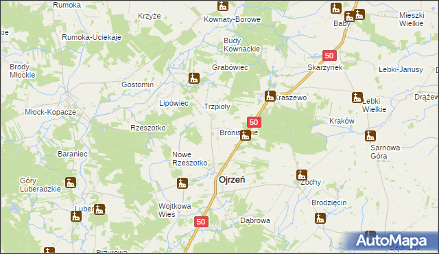 mapa Bronisławie, Bronisławie na mapie Targeo