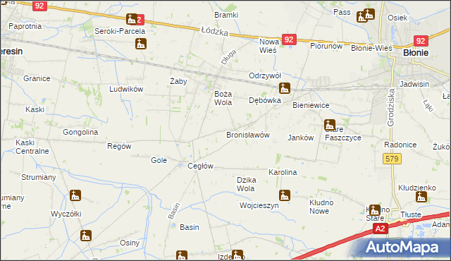 mapa Bronisławów gmina Baranów, Bronisławów gmina Baranów na mapie Targeo