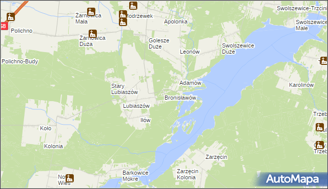 mapa Bronisławów gmina Wolbórz, Bronisławów gmina Wolbórz na mapie Targeo