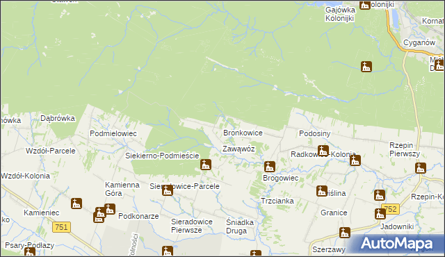 mapa Bronkowice, Bronkowice na mapie Targeo