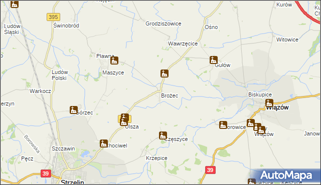 mapa Brożec gmina Strzelin, Brożec gmina Strzelin na mapie Targeo