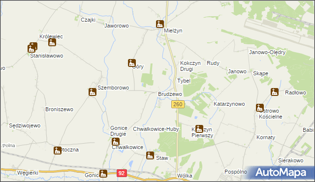 mapa Brudzewo gmina Strzałkowo, Brudzewo gmina Strzałkowo na mapie Targeo