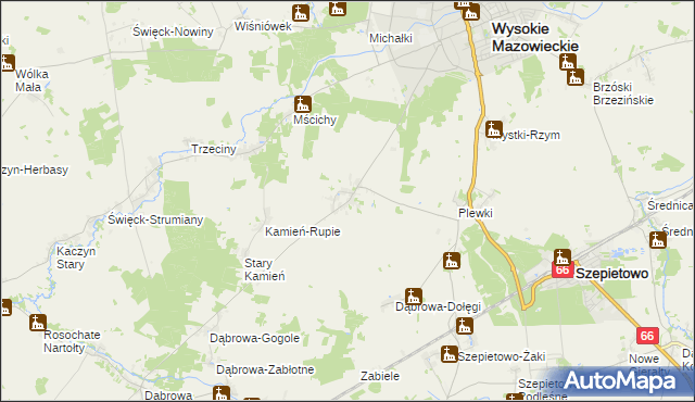 mapa Bryki gmina Wysokie Mazowieckie, Bryki gmina Wysokie Mazowieckie na mapie Targeo