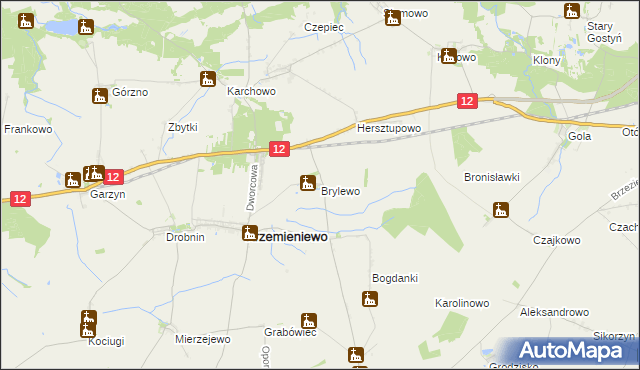 mapa Brylewo gmina Krzemieniewo, Brylewo gmina Krzemieniewo na mapie Targeo