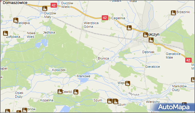 mapa Brynica gmina Wołczyn, Brynica gmina Wołczyn na mapie Targeo