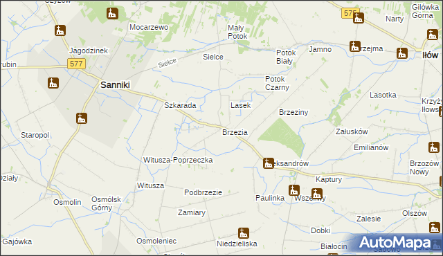 mapa Brzezia, Brzezia na mapie Targeo