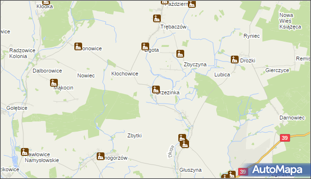 mapa Brzezinka gmina Namysłów, Brzezinka gmina Namysłów na mapie Targeo