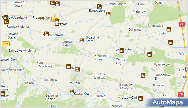 mapa Brzezinki Nowe, Brzezinki Nowe na mapie Targeo