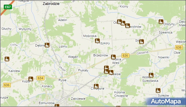 mapa Brzezinów, Brzezinów na mapie Targeo