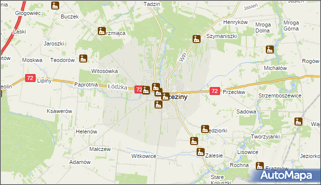 mapa Brzeziny, Brzeziny na mapie Targeo