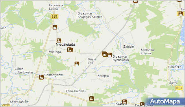 mapa Brzeźnica Bychawska-Kolonia, Brzeźnica Bychawska-Kolonia na mapie Targeo