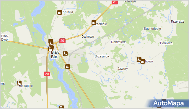 mapa Brzeźnica gmina Biały Bór, Brzeźnica gmina Biały Bór na mapie Targeo