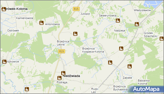 mapa Brzeźnica Książęca-Kolonia, Brzeźnica Książęca-Kolonia na mapie Targeo