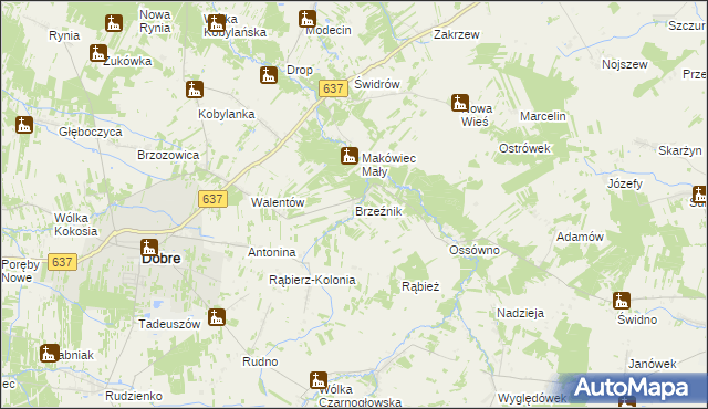 mapa Brzeźnik gmina Wierzbno, Brzeźnik gmina Wierzbno na mapie Targeo