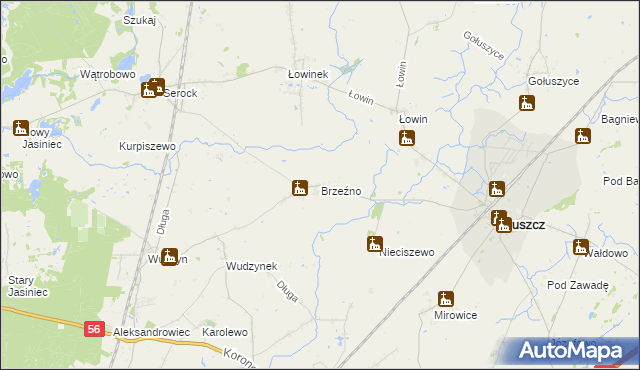 mapa Brzeźno gmina Pruszcz, Brzeźno gmina Pruszcz na mapie Targeo
