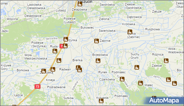 mapa Brzezówka gmina Szczucin, Brzezówka gmina Szczucin na mapie Targeo