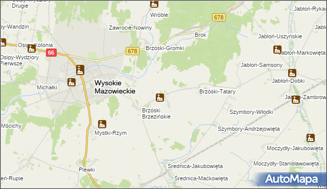 mapa Brzóski Stare, Brzóski Stare na mapie Targeo