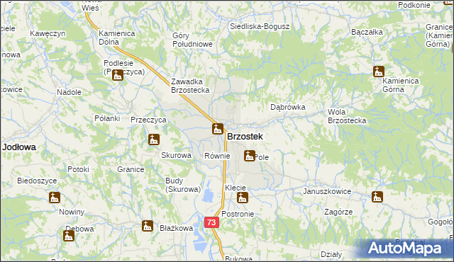 mapa Brzostek powiat dębicki, Brzostek powiat dębicki na mapie Targeo