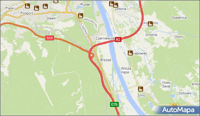 mapa Brzoza gmina Wielka Nieszawka, Brzoza gmina Wielka Nieszawka na mapie Targeo