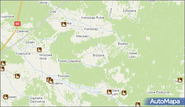 mapa Brzózka gmina Stoczek, Brzózka gmina Stoczek na mapie Targeo