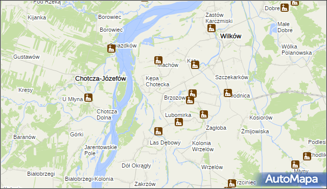 mapa Brzozowa gmina Wilków, Brzozowa gmina Wilków na mapie Targeo