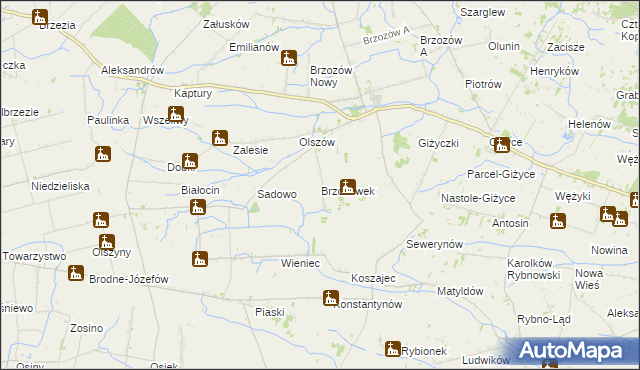 mapa Brzozówek, Brzozówek na mapie Targeo